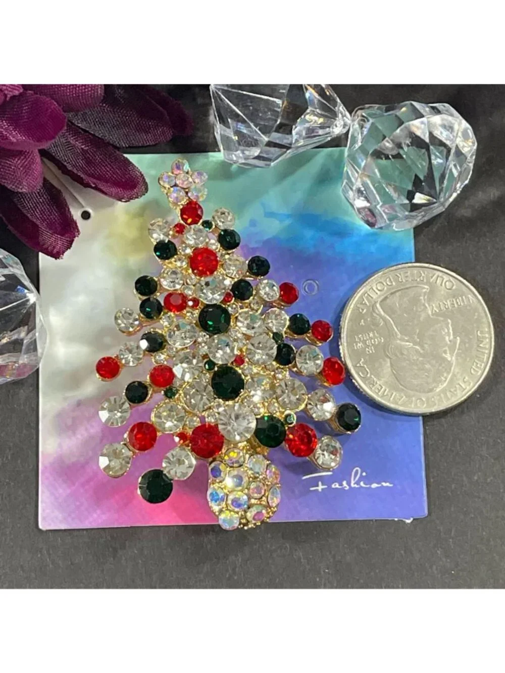 Christmas Tree Lapel Pin Rhinestone Sparkle Badge Brooch Accessories Jewelry Pin